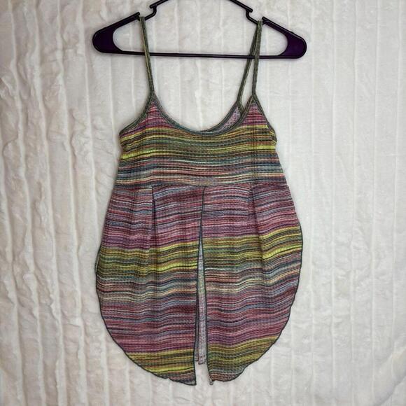 Earthbound Trading Co Colorful Split Front Camisole Slit Sides Y2K 90s Medium - Picture 1 of 11